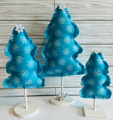 Blue Snowflake Christmas Trees