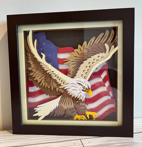 Flag and Eagle 3D Shadowbox