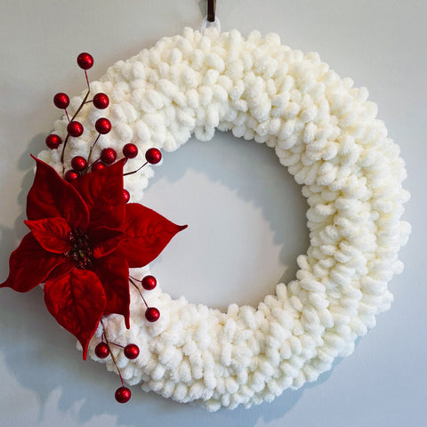 Poinsettia Yarn Wreath