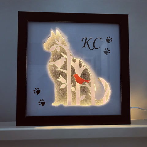 Customizable Cat 3D Shadowbox with Lights