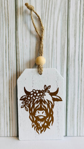 Highland Cow Wine Bottle Gift Tag