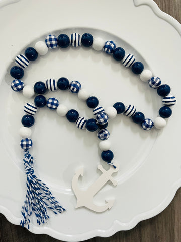 Blue & White Anchor Beads