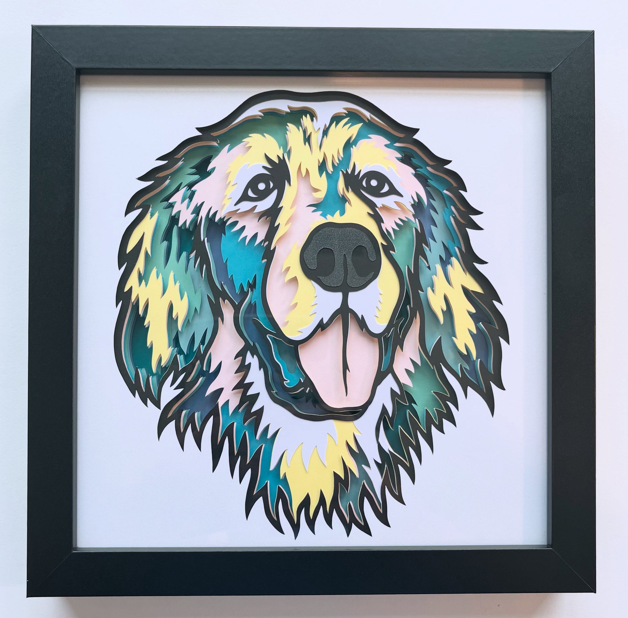 Dog Golden Retriever 3D Shadowbox - customizable