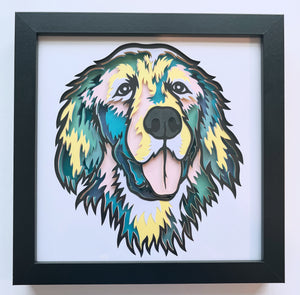 Dog Golden Retriever 3D Shadowbox - customizable