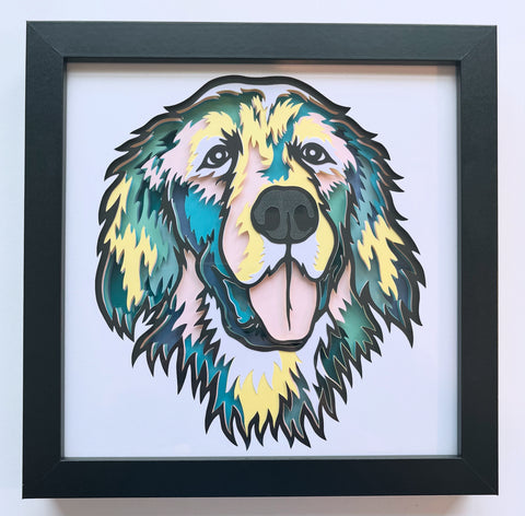 Dog Golden Retriever 3D Shadowbox - customizable