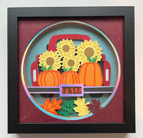 Fall Red Truck 3D Shadowbox