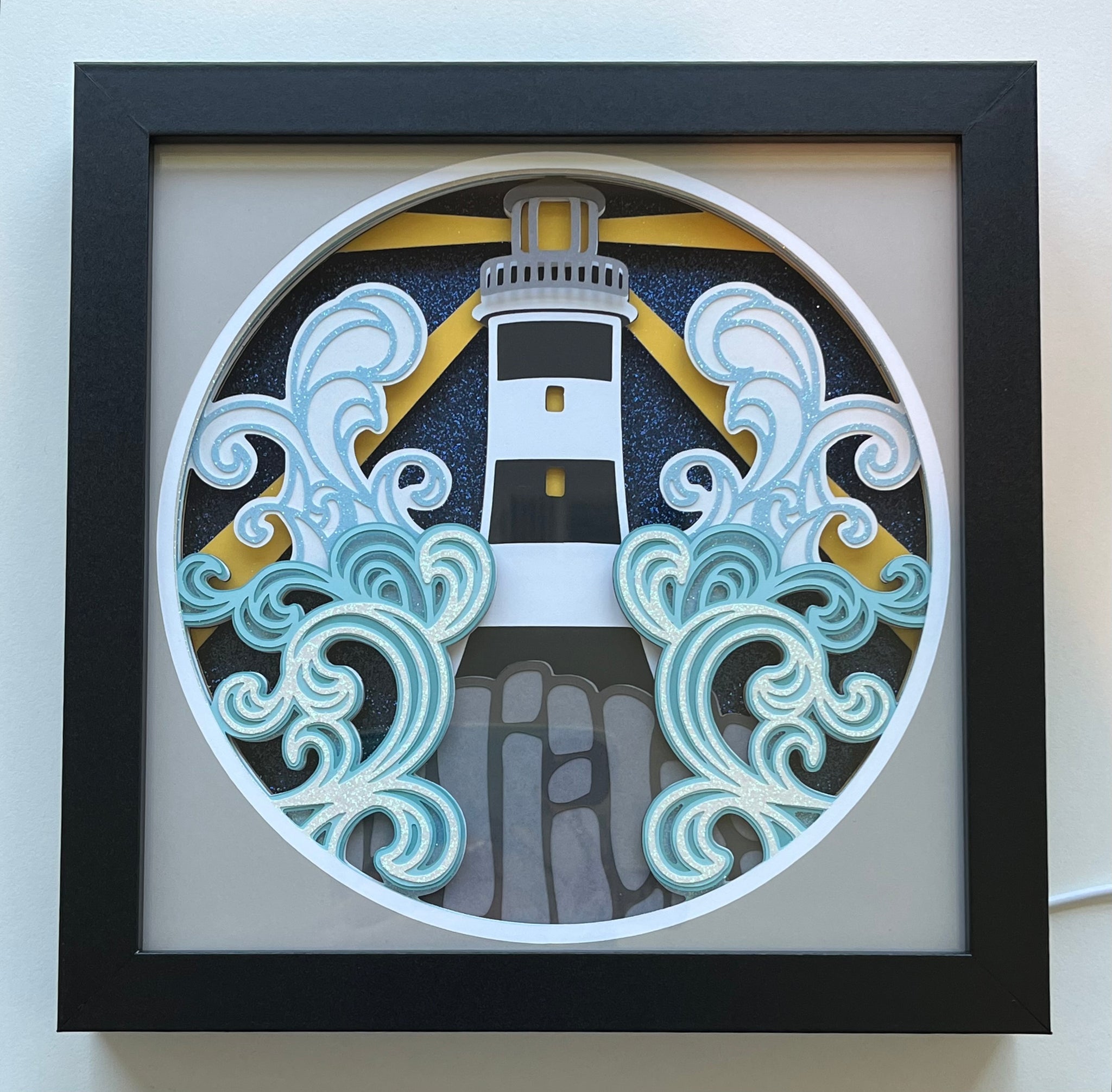 Lighthouse 3D Shadowbox with Plug-in Lights
