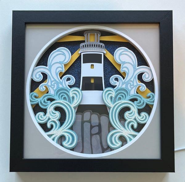 Lighthouse 3D Shadowbox with Plug-in Lights