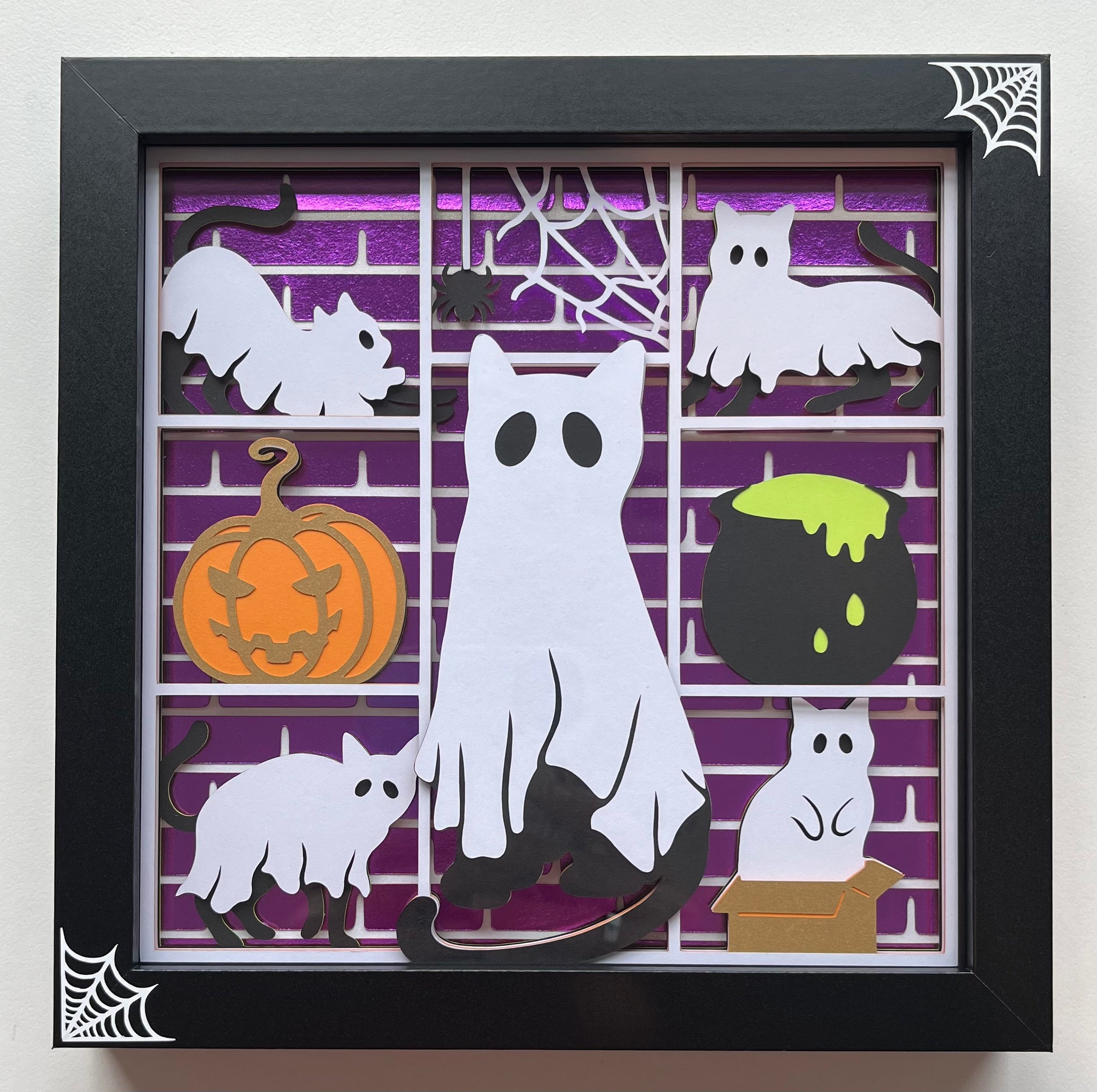 Halloween Ghost Cats 3D Shadowbox