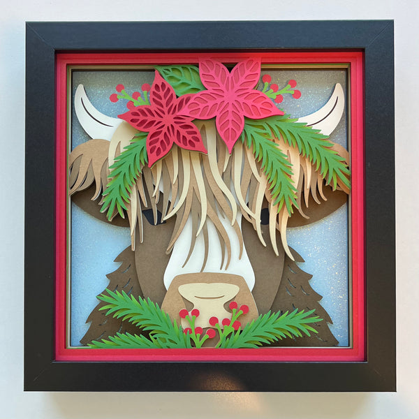Highland Cow Holiday 3D Shadowbox