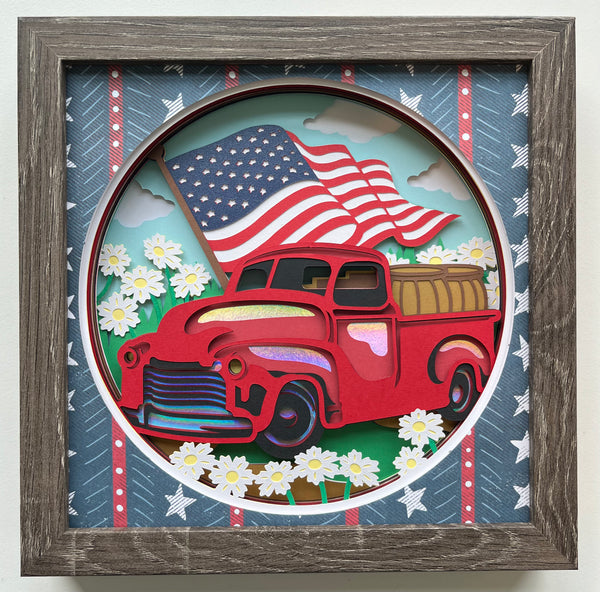 Flag Red Truck 3D Shadowbox