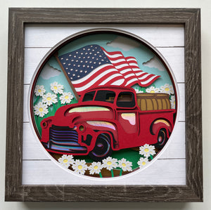 Flag Red Truck 3D Shadowbox