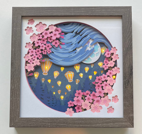 Japanese Lantern 3D Shadowbox with Lights