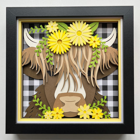 Highland Cow 3D Shadowbox