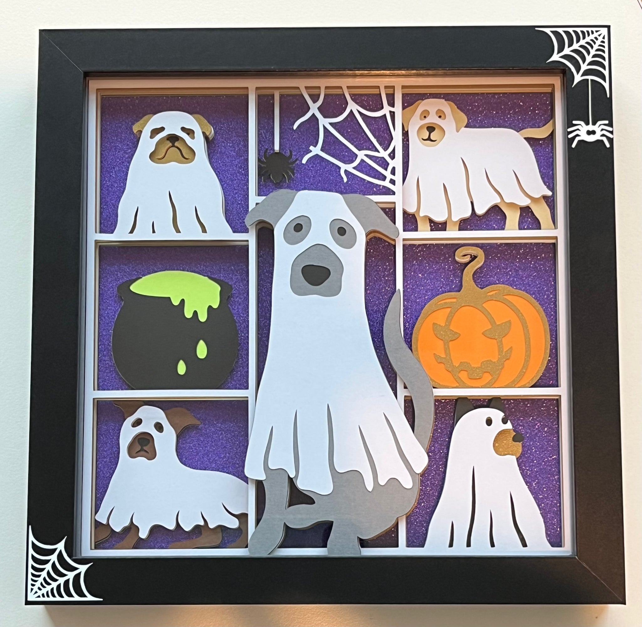 Halloween Ghost Dogs 3D Shadowbox