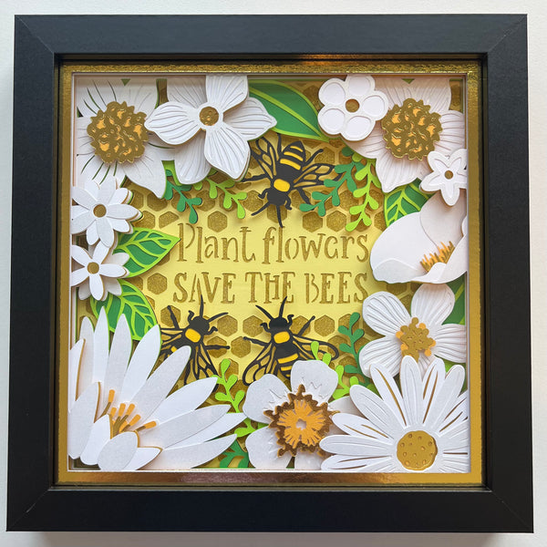Bee “Plant Flowers, Save the Bees” 3D Shadowbox
