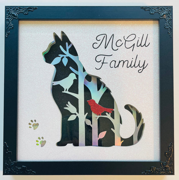 Cat Silhouette 3D Shadowbox