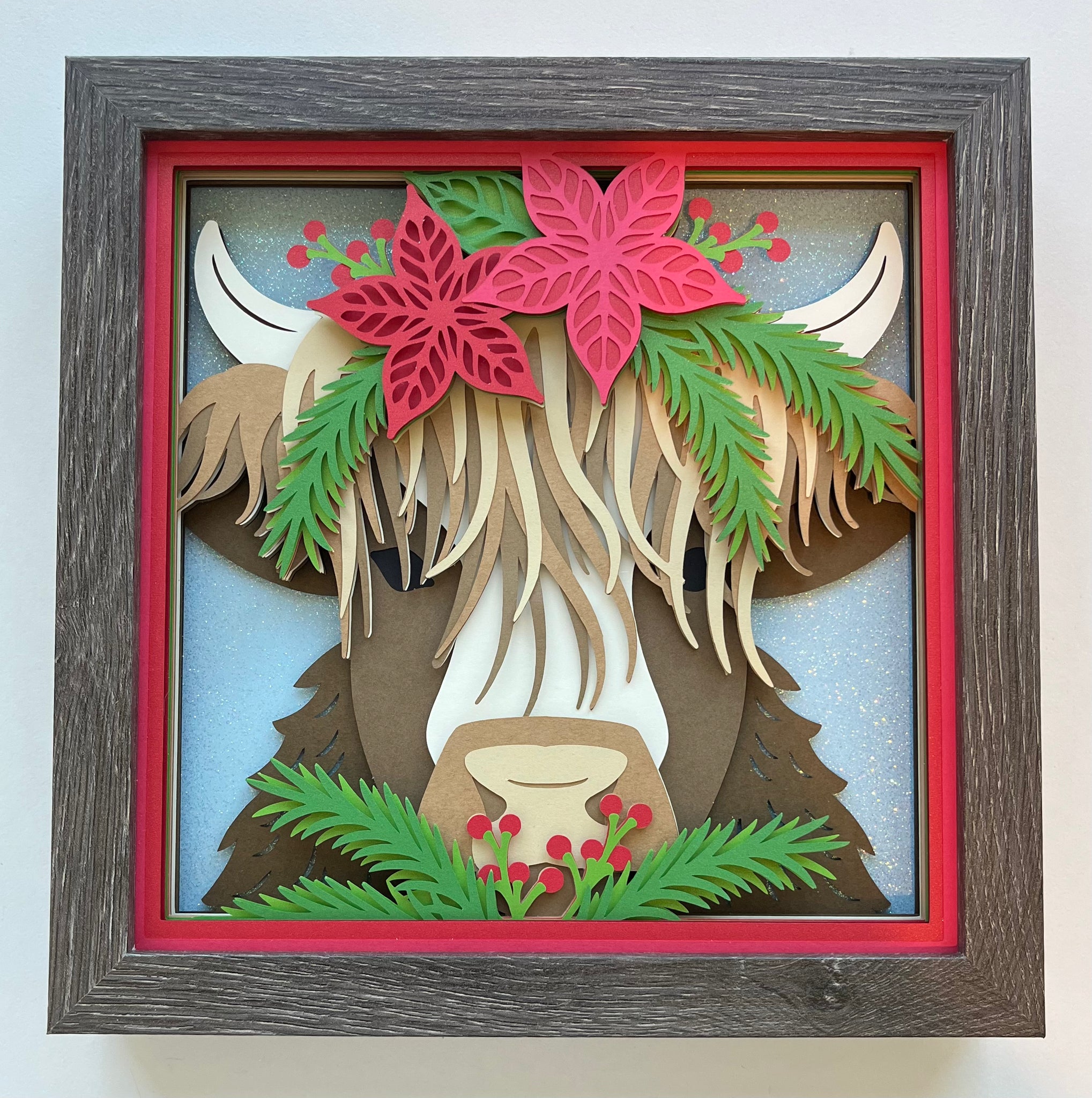 Highland Cow Holiday 3D Shadowbox
