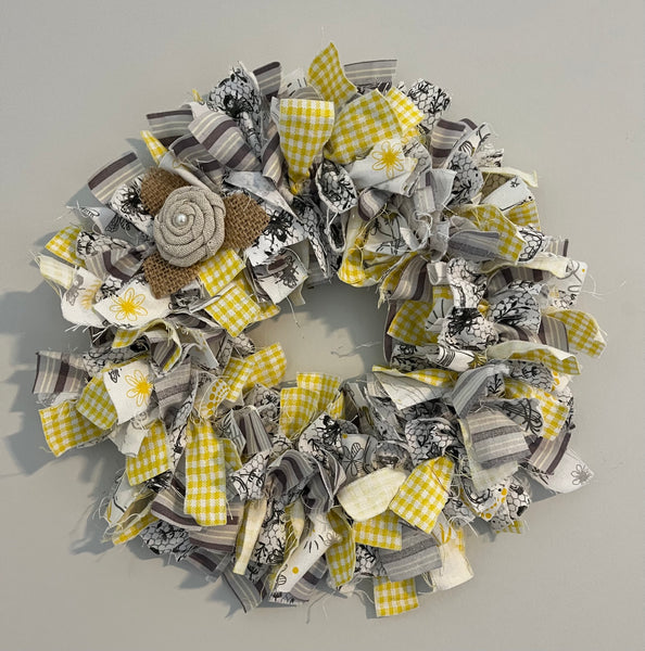 Bee Fabric Mini Wreath
