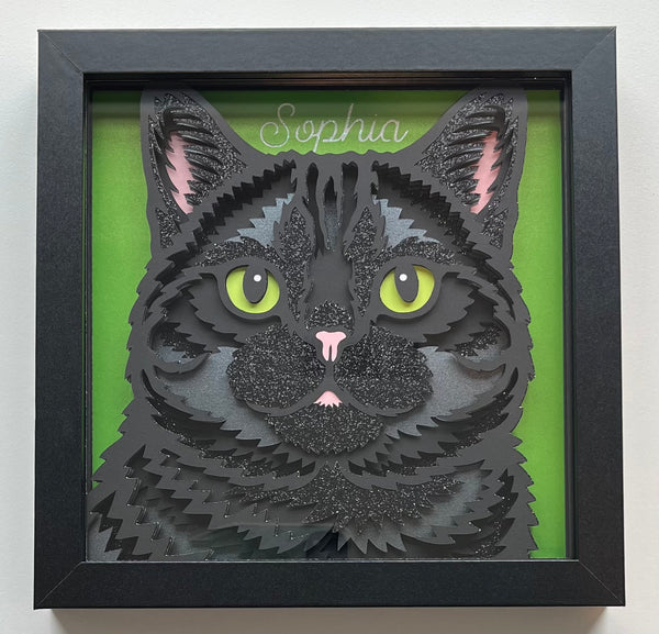 Cat Face Realistic 3D Shadowbox