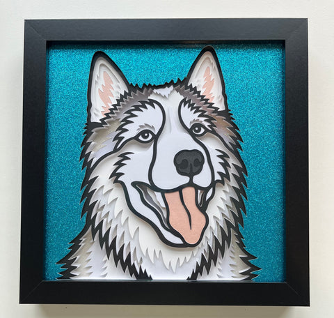 Dog Husky 3D Shadowbox - customizable