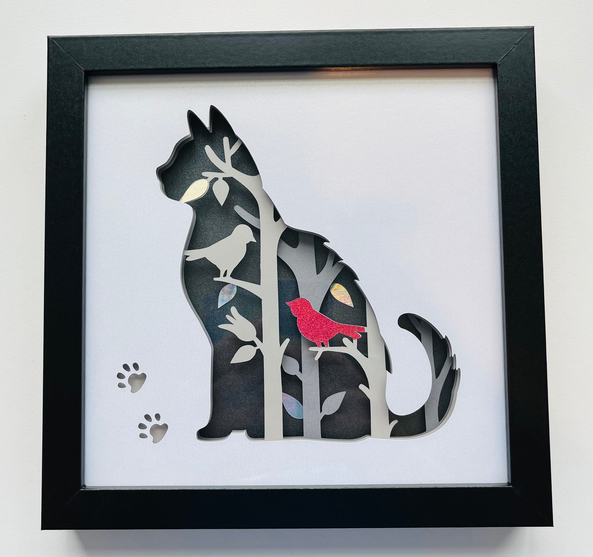 Cat Silhouette 3D Shadowbox - Customizable