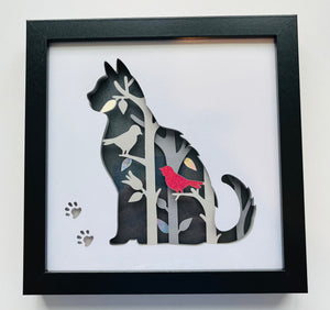 Cat Silhouette 3D Shadowbox - Customizable