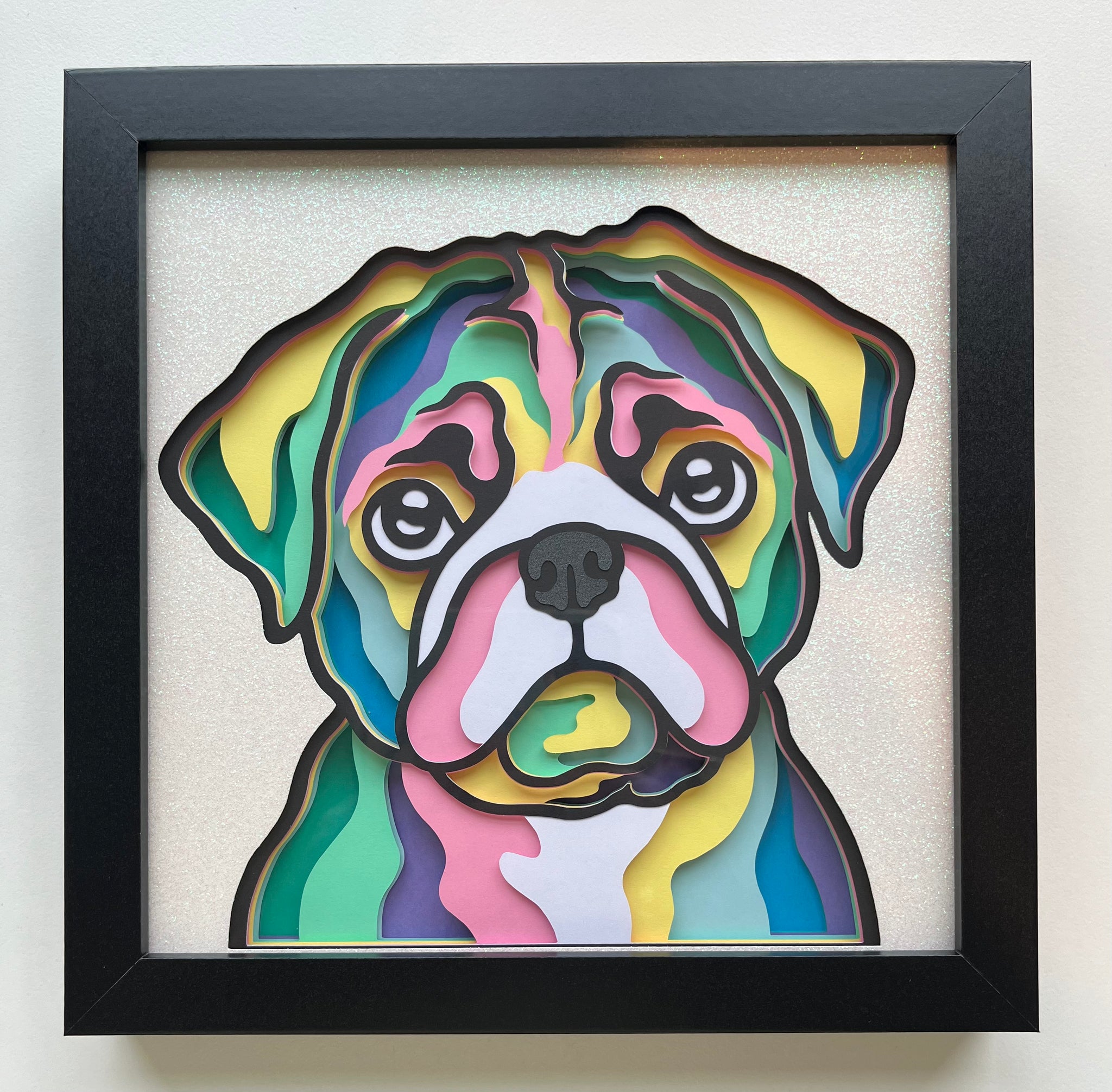 Dog Pug 3D Shadowbox - customizable