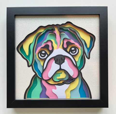 Dog Pug 3D Shadowbox - customizable
