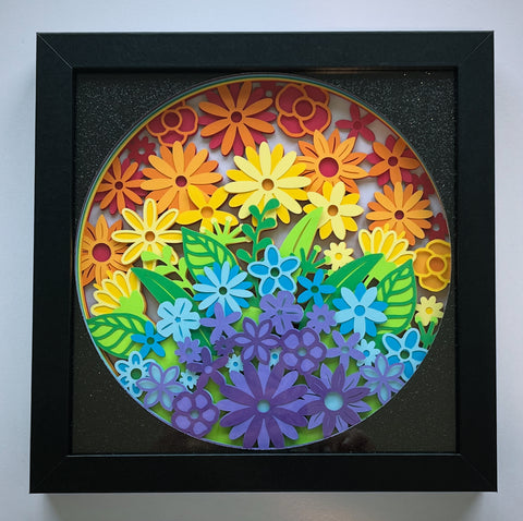 Rainbow Flowers 3D Shadowbox