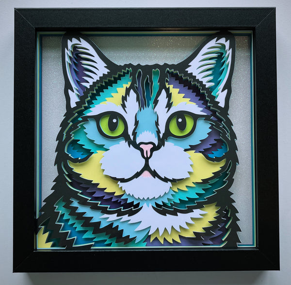 Cat Face Realistic 3D Shadowbox