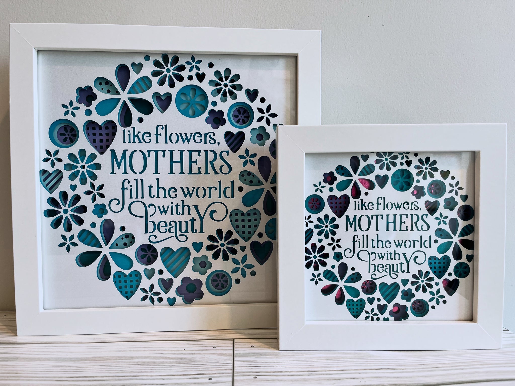 Flower Saying 3D Shadowbox: Mother, Teacher, Sister, Daughter, Grandmother, Nurse, Friend