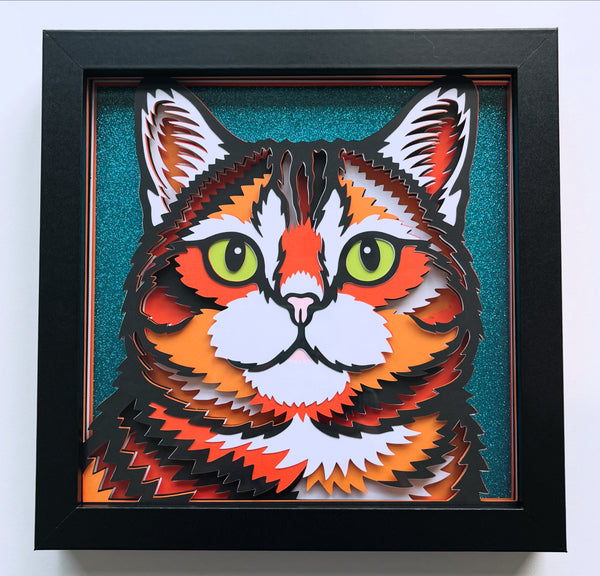 Cat Face Realistic 3D Shadowbox