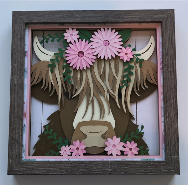 Highland Cow 3D Shadowbox