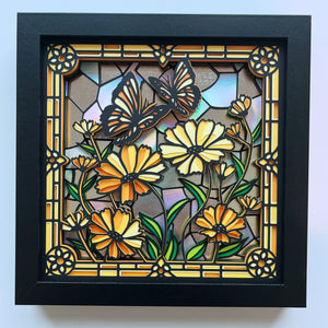 Stained Glass Butterflies 3D Shadowbox