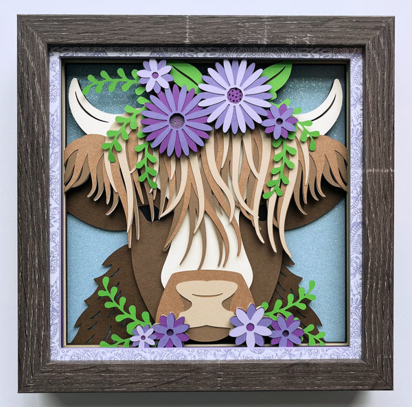 Highland Cow 3D Shadowbox