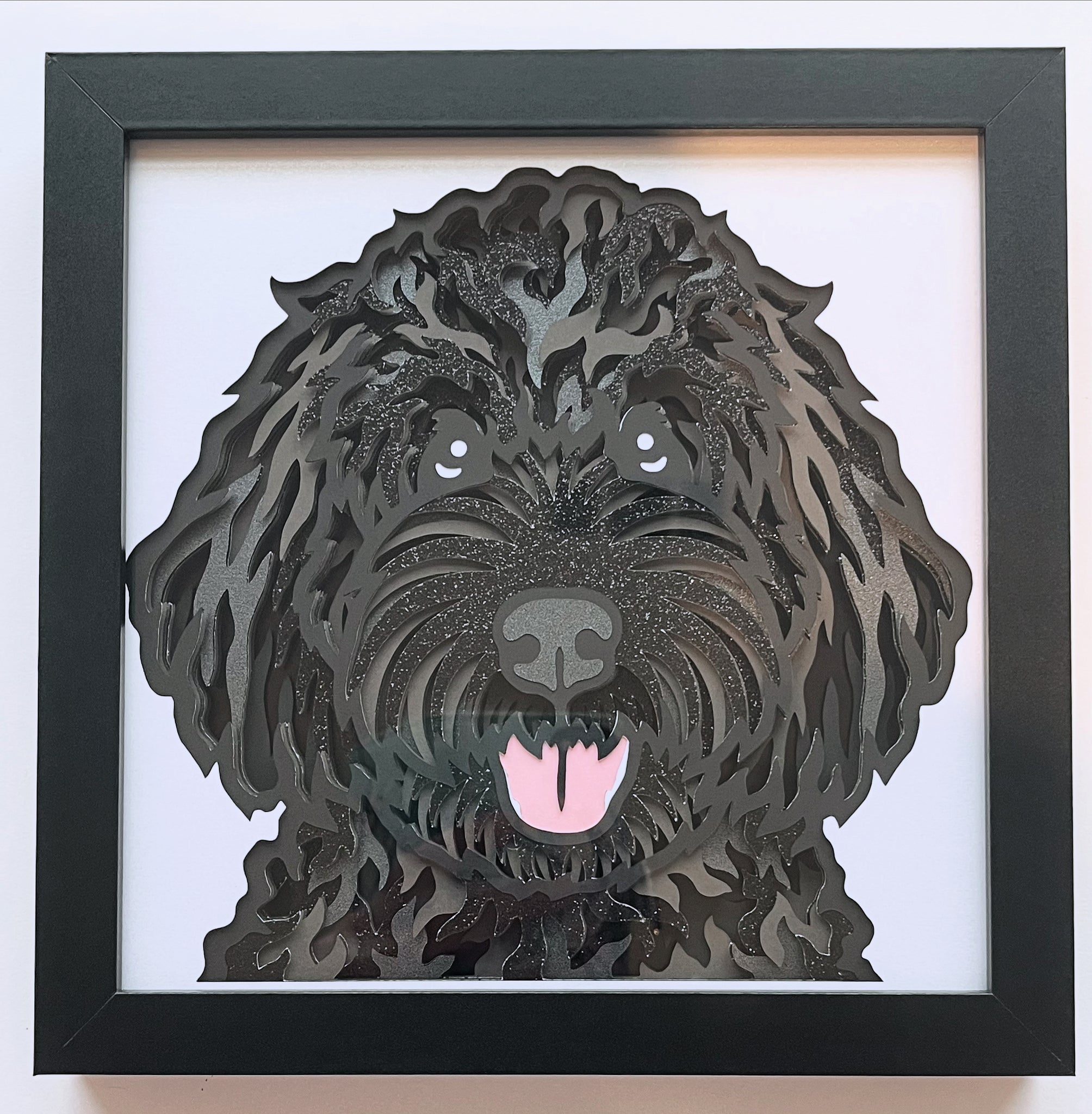 Dog Labradoodle 3D Shadowbox - customizable