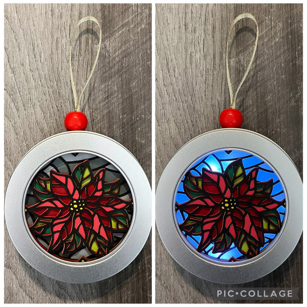 Poinsettia 3D Ornament with Lights