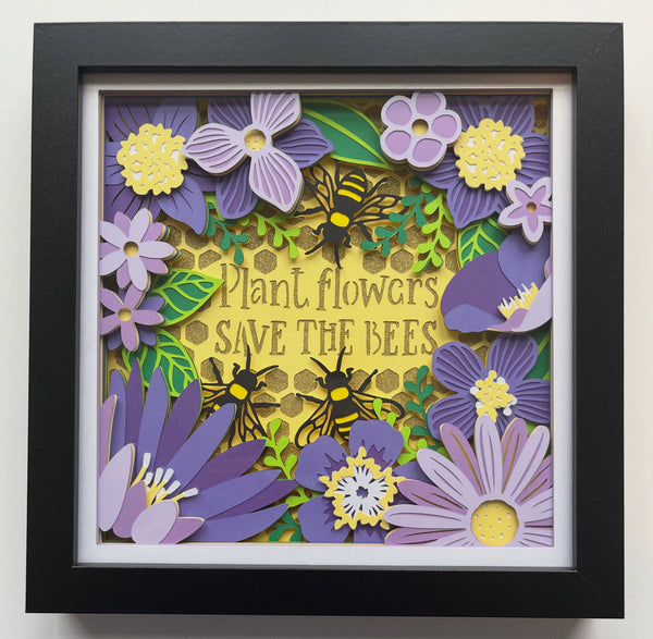 Bee “Plant Flowers, Save the Bees” 3D Shadowbox